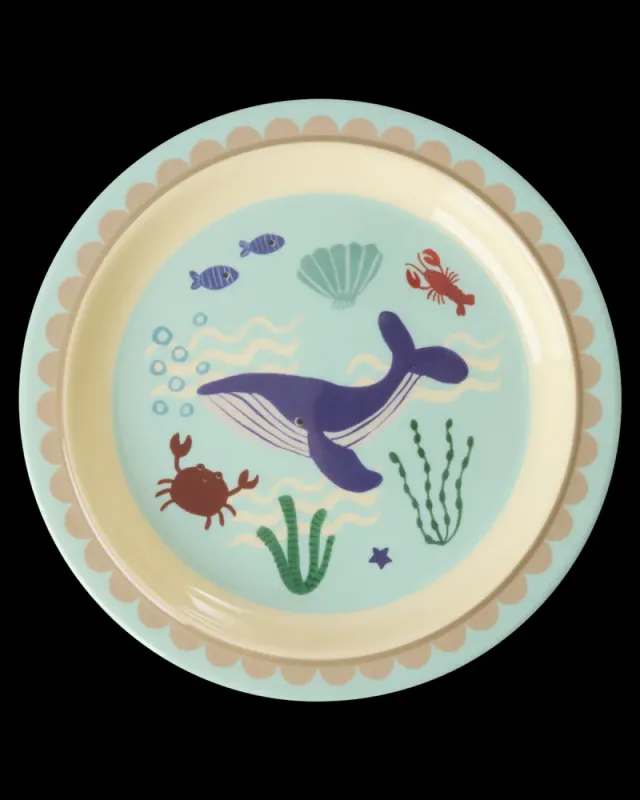 Rice - Barnetallerken - Blå - Ocean Print