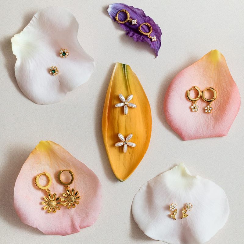 Orelia - Crystal flower hoop Øredobber