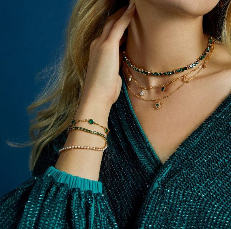 Orelia - Crystal Emerald tennis armbånd