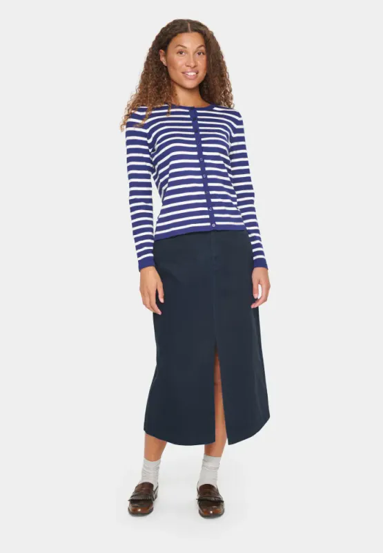 Saint Tropez - Mila SZ Striped Cardigan blå/beige